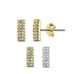 Wholesale Silver Diamond Bar CZ Stud Earrings