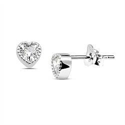 Wholesale Silver 5mm Heart Cubic Zirconia Stud Earring