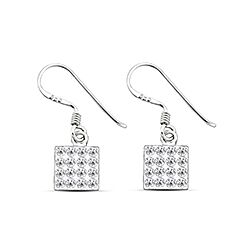Wholesale Silver Square Drop Crystal Earrings