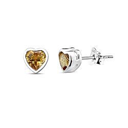 Wholesale 925 Silver Heart Citrine Stud Earrings