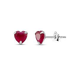 Wholesale 925 Silver Heart Ruby Stone Stud Earrings