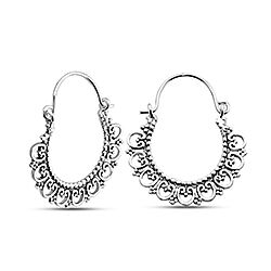 Wholesale 925 Silver Tribal Plain Hoop Earring