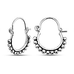 Wholesale 925 Silver Beaded Plain Hoop Earring