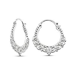Wholesale 925 Silver Bead Spiral Plain Hoop Earring