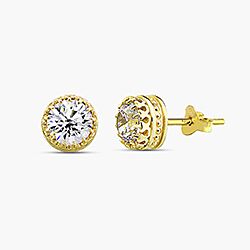 Wholesale 925 Sterling Silver Gold Plated Crown Sparkly Cubic Zirconia Ear studs