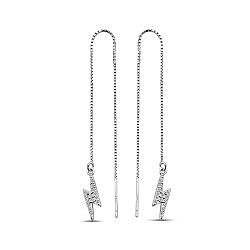 Wholesale 925 Sterling Silver Lightning Bolt Chain Cubic Zirconia Earrings