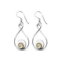 Wholesale 925 Sterling Silver Infinity Shell Round Shiva Eye Earrings 