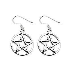 Wholesale 925 Sterling Silver Pentacle Oxidized Plain Earrings