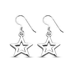 Wholesale 925 Sterling Silver Oxidized Star Plain Earring
