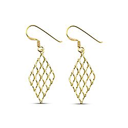 Silver Gold Plated Filigree Dangle Plain Earring