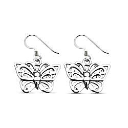 butterfly oxidized earring hanging  silver