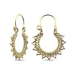 Wholesale 925 Sterling Silver 28mm Gold Plated Heart Filigree Plain Earring