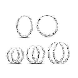 Wholesale 925 Sterling Silver Twisted Plain Hoop Earrings