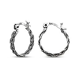 Wholesale 925 Sterling Silver Twisted Oxidized Plain Hoop Earring