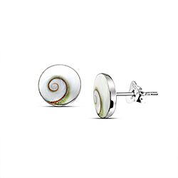 Wholesale Silver 10mm Round Shiva Eye Shell Stud Earrings