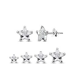 Wholesale 925 Sterling Silver High Quality Clear Star Cubic Zirconia Stud Earrings 