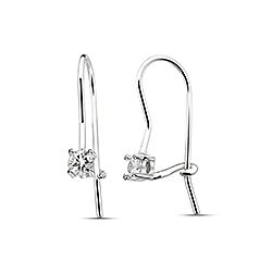 Wholesale 925 Sterling Silver 4mm Drop Cubic Zirconia Earrings