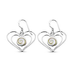 Wholesale 925 Sterling Silver Double Heart Dangle  Shiva Eye Earrings
	