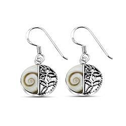 Wholesale 925 Sterling Silver Half Round Shell And Filigree Shiva Eye Earrings
