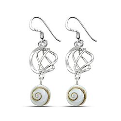 Wholesale 925 Sterling Silver Dangle Spiral Ball Shiva Eye Earrings 