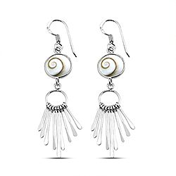 Wholesale 925 Sterling Silver Shell Peacock Feather Shiva Eye Earrings  