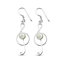 Wholesale 925 Sterling Silver Music Note Dangle Shiva Eye Earrings