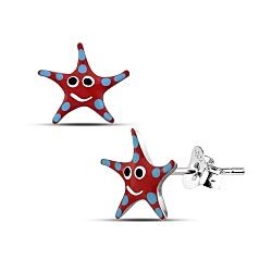 Wholesale 925 Sterling Silver Enamel Pink Starfish Kids Stud Earrings   