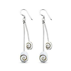 Wholesale 925 Sterling Silver Shell Oval Dangle Shiva Eye Earrings