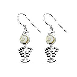 Wholesale Silver Fish Bone Shiva Shell Earring