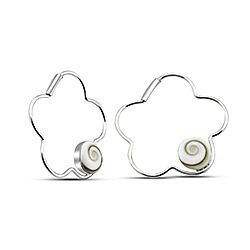 Wholesale 925 Sterling Silver 30mm Flower Shiva Eye Earrings