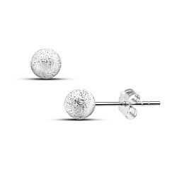 6mm Silver Diamond Dust Ball Ear Studs