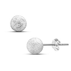 8mm Diamond Dust Silver Ball Ear Studs