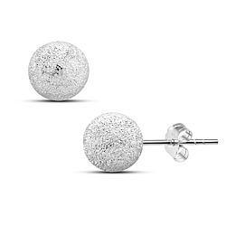 10mm Diamond Dust Silver Ball Ear Studs