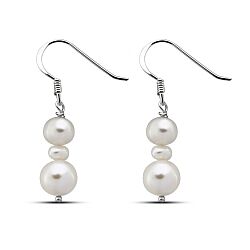 Wholesale 925 Sterling Silver Triple Ball Pearl Earrings
