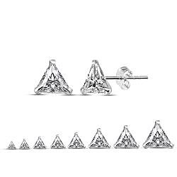 Wholesale 925 Sterling Silver Triangle Clear Sparkly Cubic Zirconia Stud Earrings