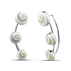 Wholesale 925 Sterling Silver Unique Shell Round Ear Climber Earrings