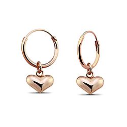 Wholesale 925 Sterling Silver Gold Plated Heart Charm Hoop Earrings