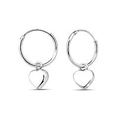 Wholesale 925 Sterling Silver Heart Charm Hoop Earrings
