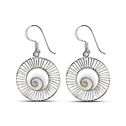 Wholesale Silver Big Round Shiva Eye Shell Earring