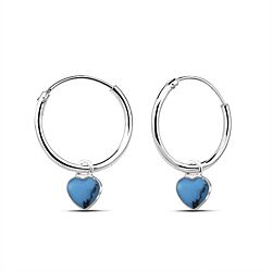 Wholesale Silver Turquoise Charm Hoop Earrings