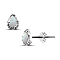 Wholesale 925 Silver White Opal Teardrop Crystal Stud Earrings