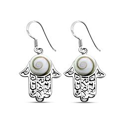 Wholesale 925 Sterling Silver 30mm Hand Shiva Eye Earrings