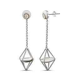 Wholesale 925 Sterling Silver 3D Rhombus Shiva Eye Earrings