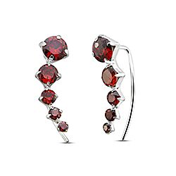 Wholesale Silver Round Red CZ Ear Climber Earrings