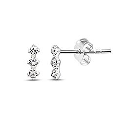 Wholesale Silver Triple Dot Ear Studs with Crystal