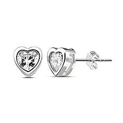 Wholesale 925 Sterling Silver Tiny Heart Basel Cubic Zirconia Stud Earrings