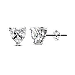 Wholesale 925 Sterling Silver 6mm Clear Heart cubic zirconia 6mm silver stud earrings