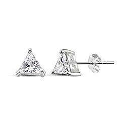 Wholesale 925 Sterling  Silver 5mm Triangle Sparkly Cubic Zirconia Rhodium Plated Stud Earrings