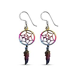 Wholesale Silver Rainbow Dream Catcher Plain Earrings