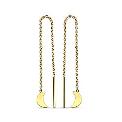 Wholesale 925 Sterling Silver Gold Platted Moon Threader Plain Earring